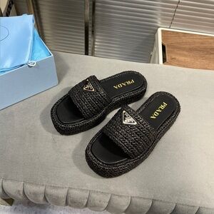 Prada Woven Slide Sandals